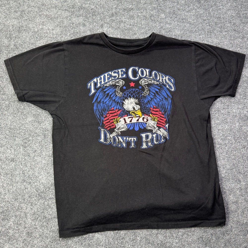 Celebrate Patriotic T Shirt Mens L Black Eagle 1776 USA Graphic Biker